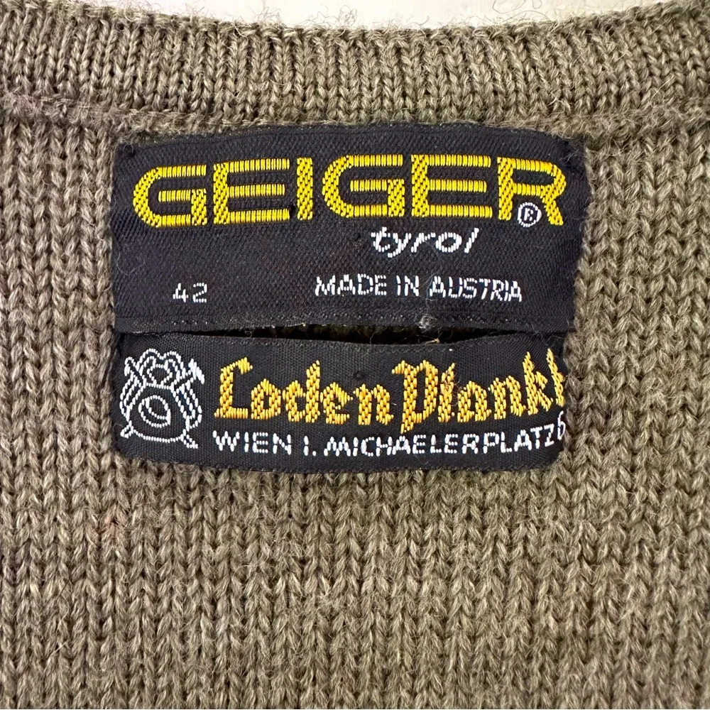 Geiger Women's Olive Cardigan Wool Sweater - Picture 3 of 12